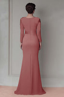 Load image into Gallery viewer, Blush Lace Sheath Mother Of The Bride Dress with Long Sleeves