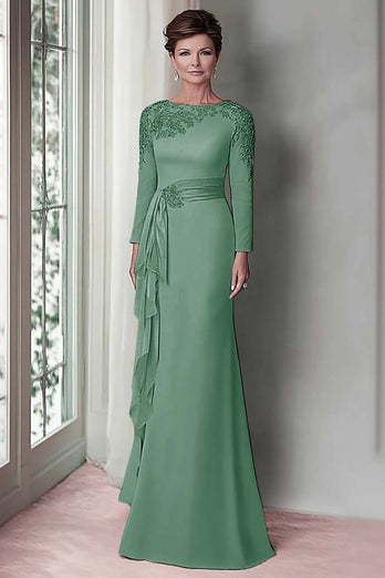 Blush Lace Sheath Mother Of The Bride Dress with Long Sleeves