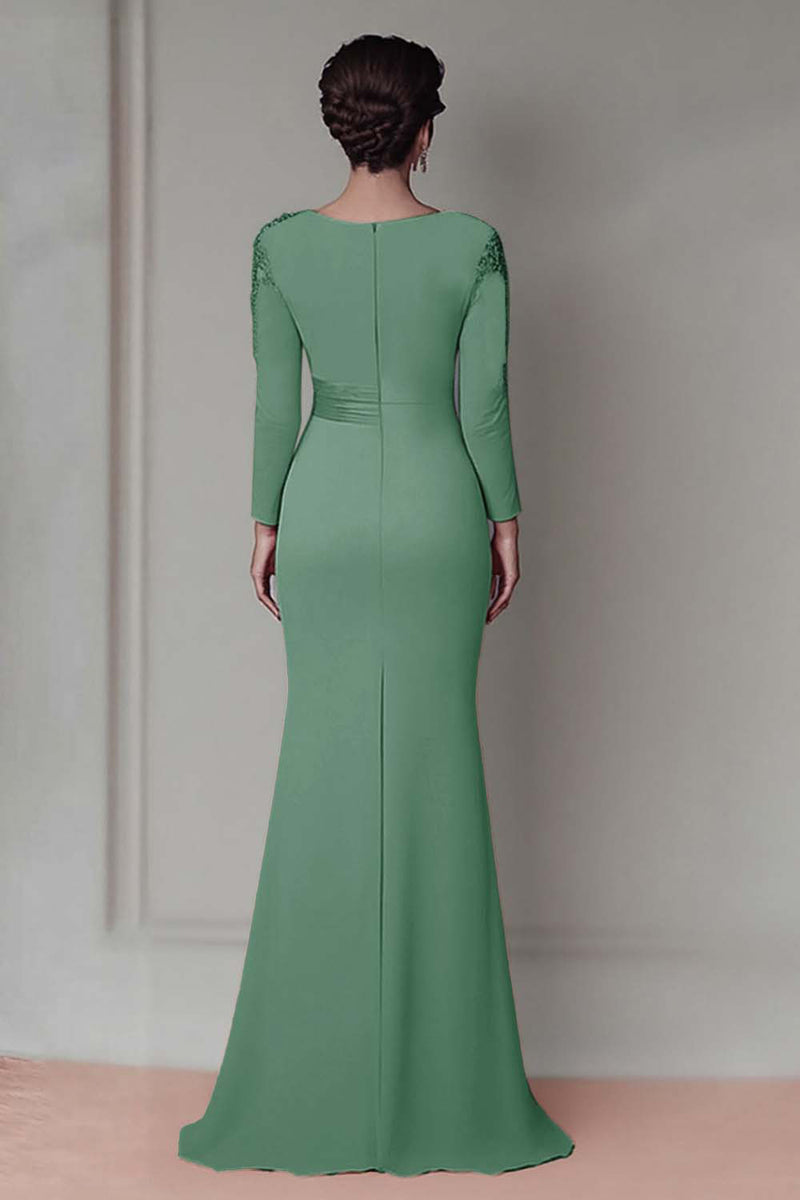 Load image into Gallery viewer, Blush Lace Sheath Mother Of The Bride Dress with Long Sleeves