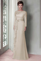 Load image into Gallery viewer, Blush Lace Sheath Mother Of The Bride Dress with Long Sleeves