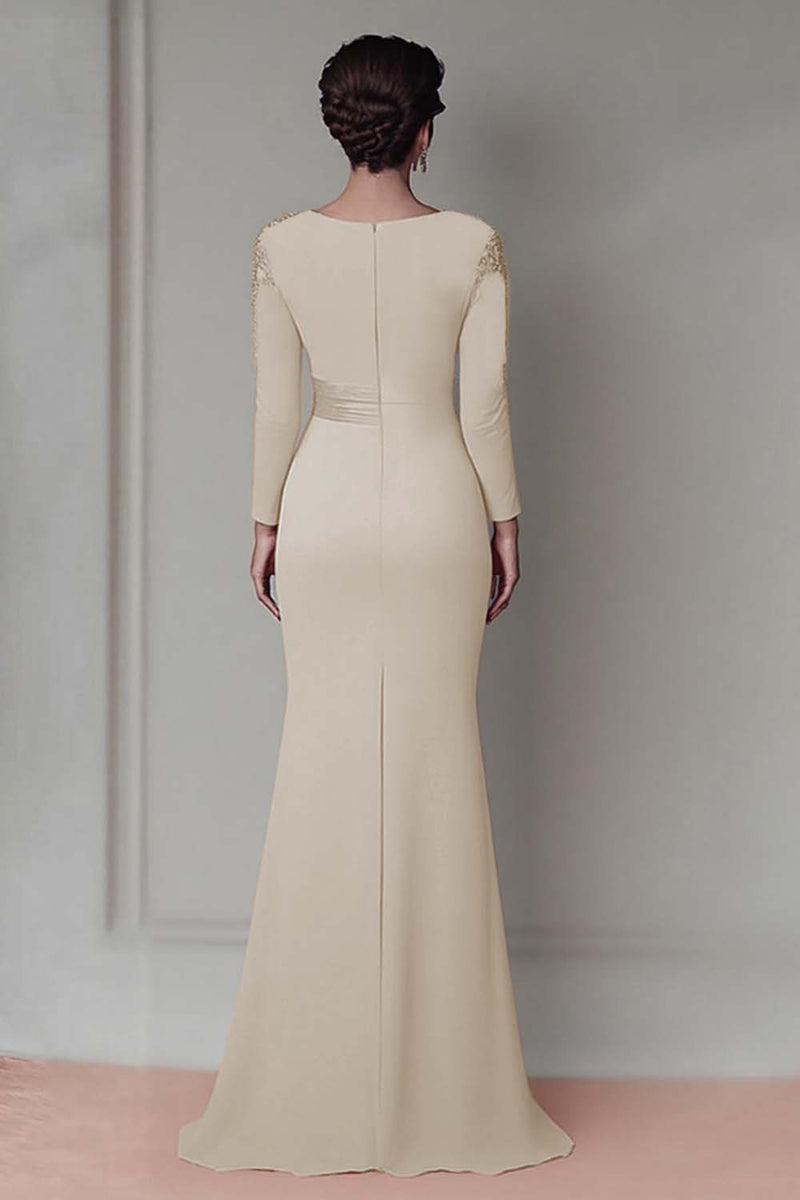 Load image into Gallery viewer, Blush Lace Sheath Mother Of The Bride Dress with Long Sleeves