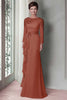 Load image into Gallery viewer, Blush Lace Sheath Mother Of The Bride Dress with Long Sleeves