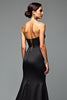 Load image into Gallery viewer, A Line Satin Sweetheart Long Black Tie Dress With Slit