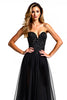 Load image into Gallery viewer, Beading Tulle Sweetheart A Line Long Black Tie Dress