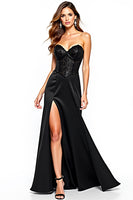 Load image into Gallery viewer, Sweetheart Corset Long Black Tie Dress With Slit