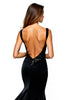 Load image into Gallery viewer, Mermaid Long Spaghetti Straps Black Tie Dress With Slit