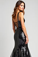 Load image into Gallery viewer, Sweetheart Long Sleeveless Lace Up Back Black Tie Dress