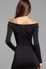 Load image into Gallery viewer, Off the Shoulder Sheath Long Sleeves Little Black Dress