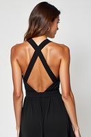 Load image into Gallery viewer, Ruched Hollow Out Knee Length Halter A Line Black Tie Dress