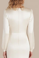 Load image into Gallery viewer, Ivory Satin Sheath Ankle Length Formal Dress with Long Sleeves