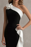 Load image into Gallery viewer, One Shoulder Mermaid Ruffles Long Black Tie Dress
