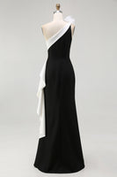 Load image into Gallery viewer, One Shoulder Mermaid Ruffles Long Black Tie Dress