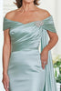 Load image into Gallery viewer, Mint Off The Shoulder Mermaid Ruched Long Mother Of Bride Dress
