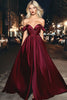 Load image into Gallery viewer, Off The Shoulder Burgundy A Line Long Satin Prom Dress
