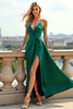 Load image into Gallery viewer, Graceful Dark Green A Line Spaghetti Straps Long Prom Dress