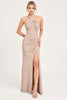 Load image into Gallery viewer, Candy Pink Halter Sheath Spandex Bridesmaid Dress