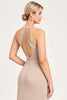 Load image into Gallery viewer, Candy Pink Halter Sheath Spandex Bridesmaid Dress