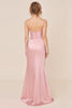 Load image into Gallery viewer, Blush Pink Satin Spaghetti Straps Long Brideamaid Dress