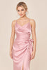 Load image into Gallery viewer, Blush Pink Satin Spaghetti Straps Long Brideamaid Dress