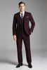 Load image into Gallery viewer, Slim Fit Checked Burgundy 3 Piece Men&#39;s Suit