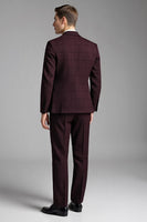 Load image into Gallery viewer, Slim Fit Checked Burgundy 3 Piece Men&#39;s Suit
