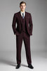 Load image into Gallery viewer, Slim Fit Checked Burgundy 3 Piece Men&#39;s Suit