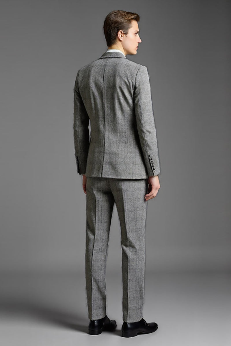 Load image into Gallery viewer, Grey Notched lapel 3 Piece One Button Men&#39;s Formal Suit