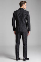 Load image into Gallery viewer, Black 2 Pieces Notched Lapel Printed Men&#39;s Suits