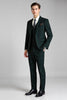 Load image into Gallery viewer, Dark Green Notched Lapel Plaid 3 Pieces Men&#39;s Prom Suits