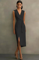 Load image into Gallery viewer, White Satin V-Neck Formal Dress with Belt