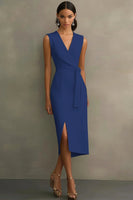 Load image into Gallery viewer, White Satin V-Neck Formal Dress with Belt