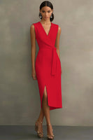 Load image into Gallery viewer, White Satin V-Neck Formal Dress with Belt