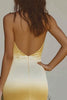 Load image into Gallery viewer, Mermaid Light Yellow Halter Satin Bridesmaid Dress