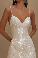 Load image into Gallery viewer, Sparkly White Spaghetti Straps Bodycon Short Graduation Dress