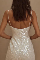 Load image into Gallery viewer, Sparkly White Spaghetti Straps Bodycon Short Graduation Dress