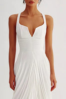 Load image into Gallery viewer, Flowy White Ruched A Line Engagement Dress