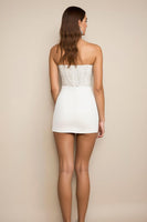 Load image into Gallery viewer, White Bodycon Strapless Graduation Dress with Sequins