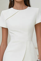 Load image into Gallery viewer, Ivory Pleated Work Dress with Short Sleeves