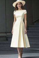 Load image into Gallery viewer, Daffodil Satin A Line Boat Neck Long Work Dress