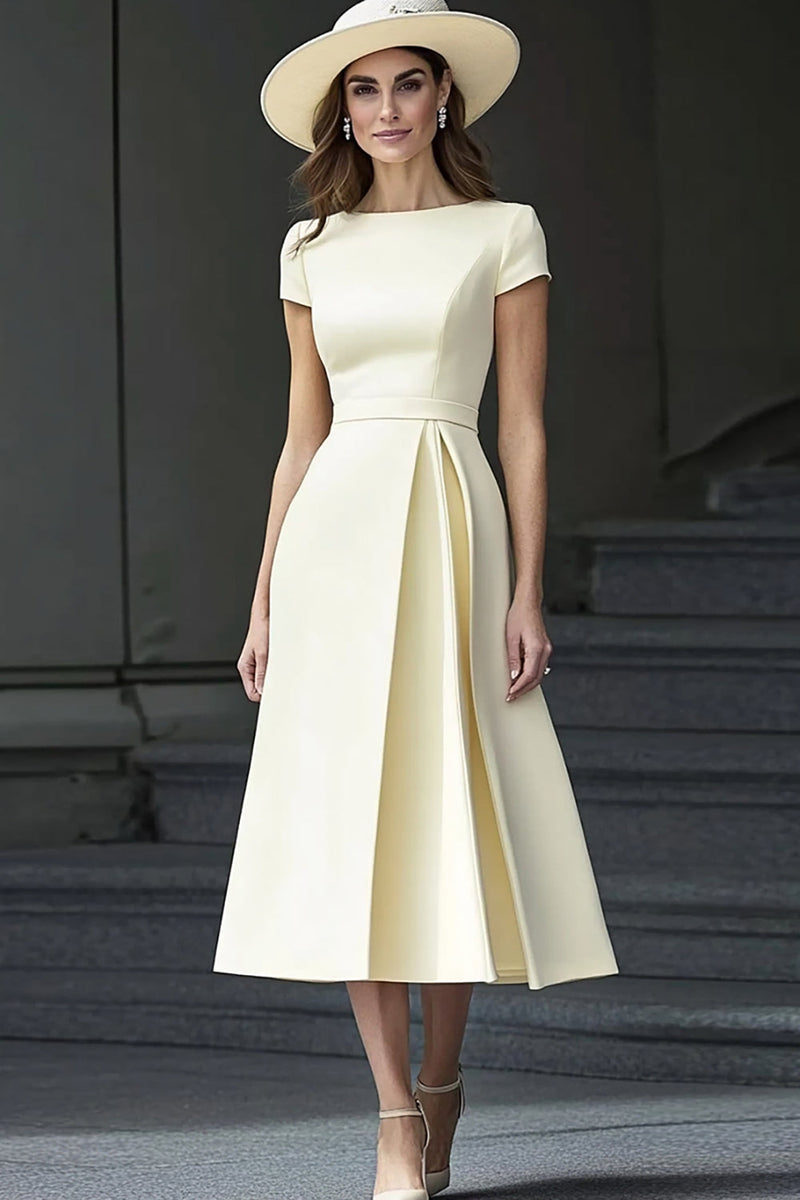 Load image into Gallery viewer, Daffodil Satin A Line Boat Neck Long Work Dress