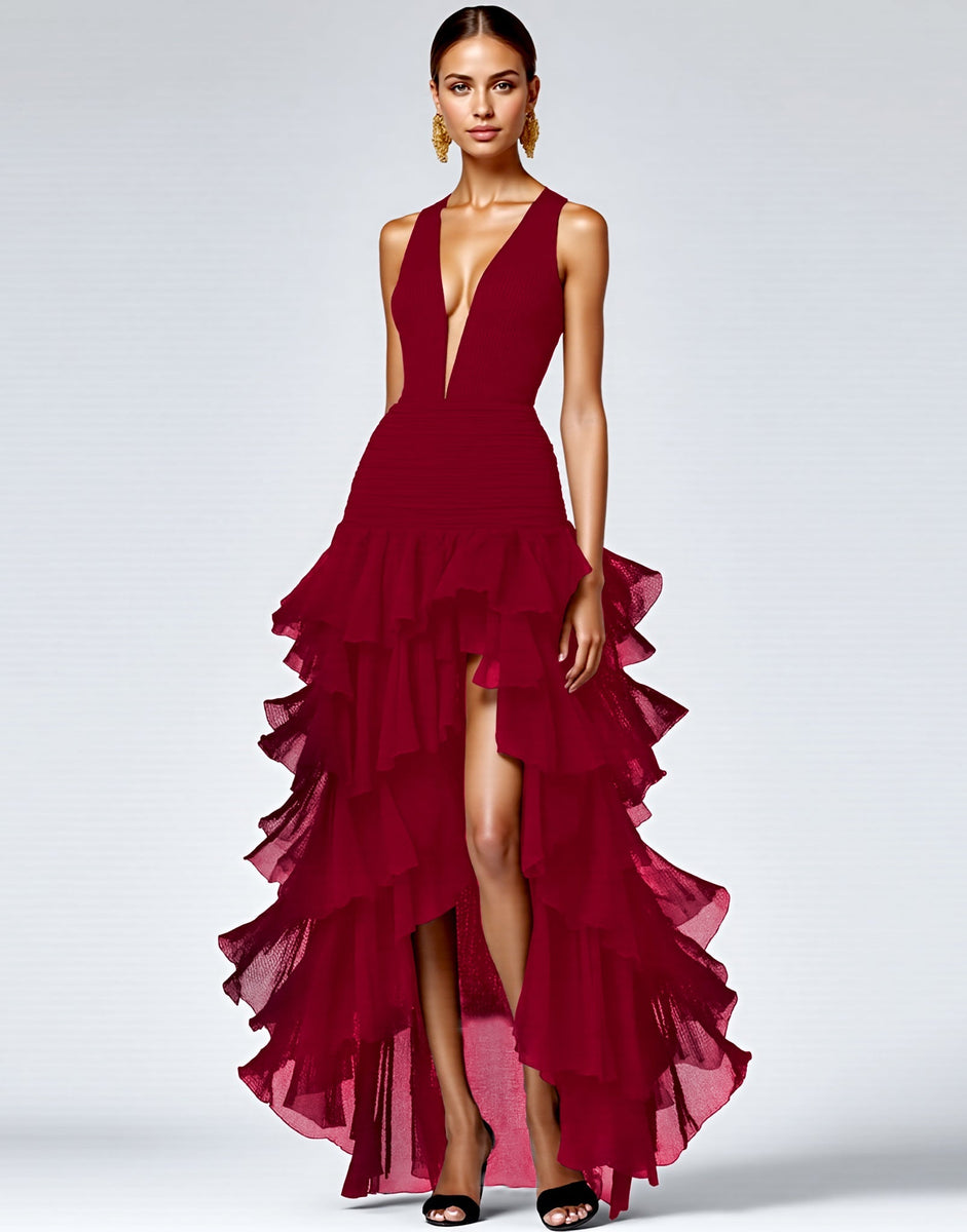 Load image into Gallery viewer, Black V Neck Long Formal Dress With Slit