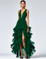 Load image into Gallery viewer, Black V Neck Long Formal Dress With Slit