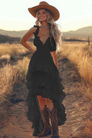 Load image into Gallery viewer, Ivory A Line High Low Tiered Ruffled Holiday Dress