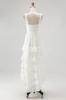 Load image into Gallery viewer, Ivory A Line High Low Tiered Ruffled Holiday Dress