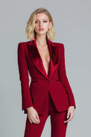 Load image into Gallery viewer, Red 2 Piece Peak Lapel Women Prom Suits with Sleeves