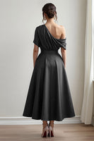 Load image into Gallery viewer, Black Satin A Line Mother Of The Bride Dress With Pockets