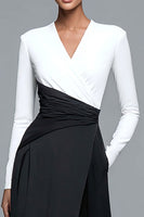 Load image into Gallery viewer, Black and White A-line V-Neck Formal Dress