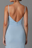 Load image into Gallery viewer, Simple Sky Blue Satin Sheath Spaghetti Straps Long Evening Dress