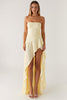 Load image into Gallery viewer, Ruffled Strapless Chiffon Daffodil High-Low Formal Dress