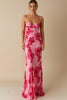 Load image into Gallery viewer, Chiffon Printed Light Pink Spaghetti Straps Sheath Long Evening Dress
